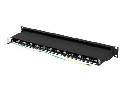 Lanberg PPS7-1024-B - Koblingspanel - CAT 7 - STP - RJ-45 X 24 - RAL 9004, svart - 1U - 19"