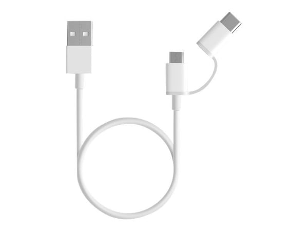 Xiaomi Mi 2-in-1 - USB-kabelsett - 2.4 A - 30 cm - hvit