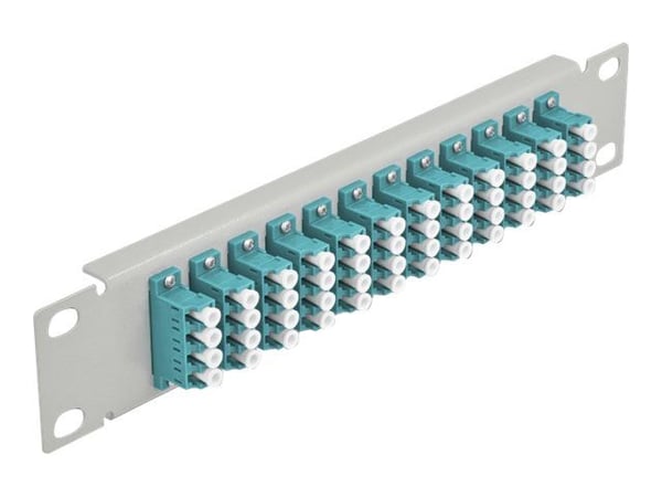 Delock - Koblingspanel - skapmonterbar - LC MM X 48 - grå, akvamarin - 1U - 10"
