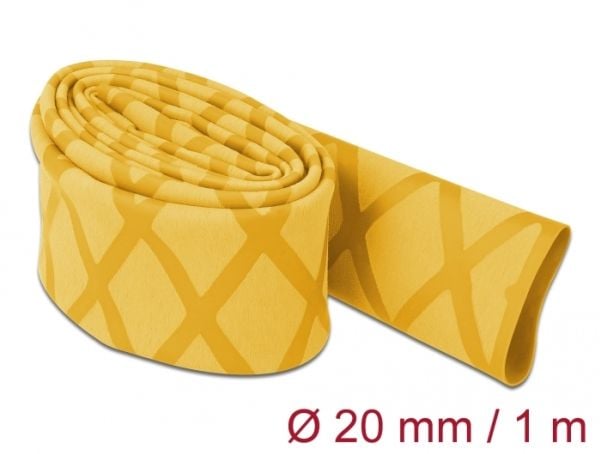 Delock - Värmekrympslangar - 1 m - gul, X-mönster