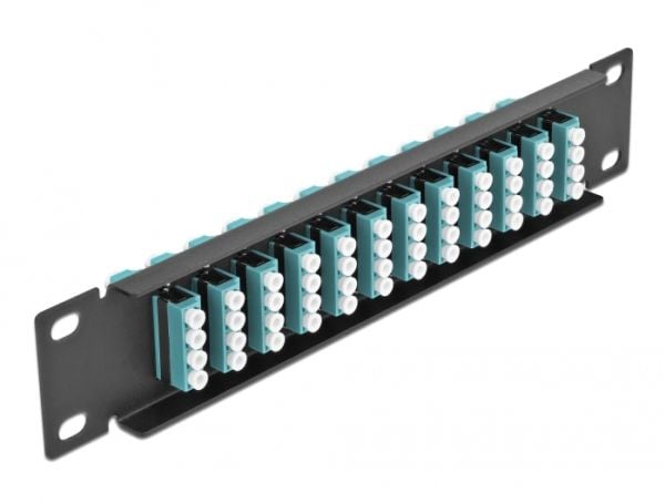 Delock - Koblingspanel - skapmonterbar - LC MM X 48 - svart, akvamarin - 1U - 10"