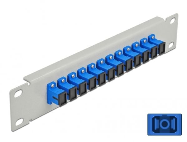 Delock - Patch-panel - rackmontering - SC SM X 12 - grå, blå - 1U - 10"