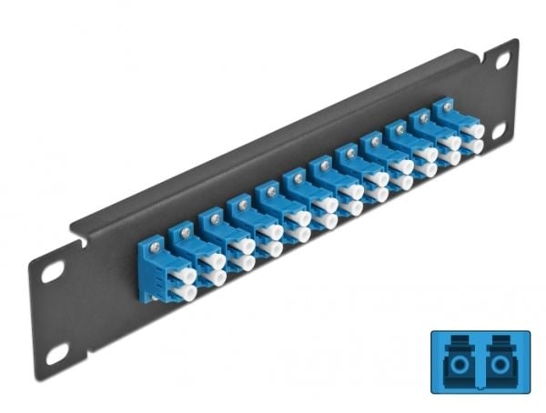 Delock - Patch-panel - stativmonterbar - LC SM X 12 - sort, blå - 1U - 10"