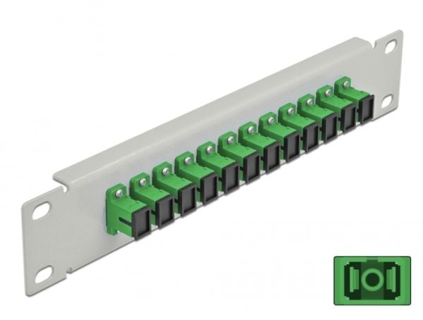 Delock - Koblingspanel - skapmonterbar - SC SM X 12 - grå, grønn - 1U - 10"