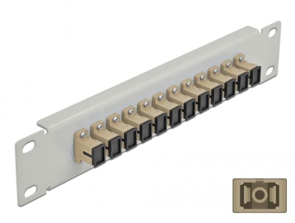 Delock - Koblingspanel - skapmonterbar - SC MM X 12 - grå, beige - 1U - 10"