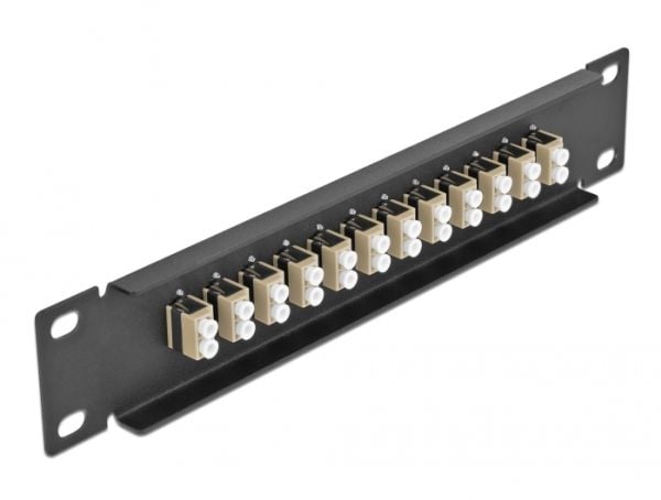 Delock - Koblingspanel - skapmonterbar - LC Duplex MM X 12 - svart, beige - 1U - 10"