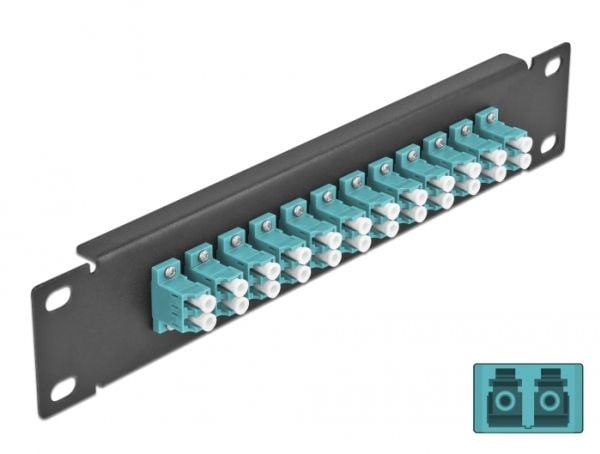 Delock - Koblingspanel - LC Duplex MM X 12 - svart - 1U - 10"