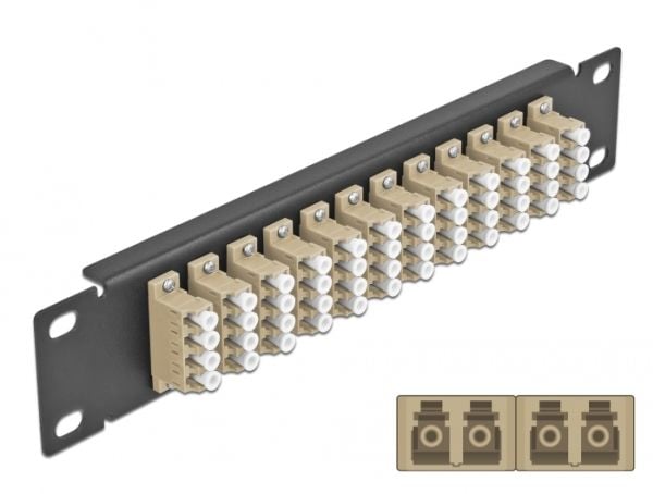 Delock - Koblingspanel - skapmonterbar - LC MM X 48 - svart, beige - 1U - 10"