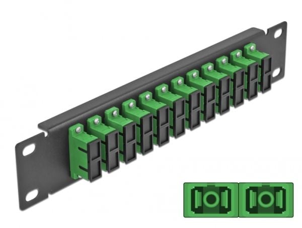 Delock - Koblingspanel - skapmonterbar - SC Duplex SM X 12 - svart, grønn - 1U - 10"