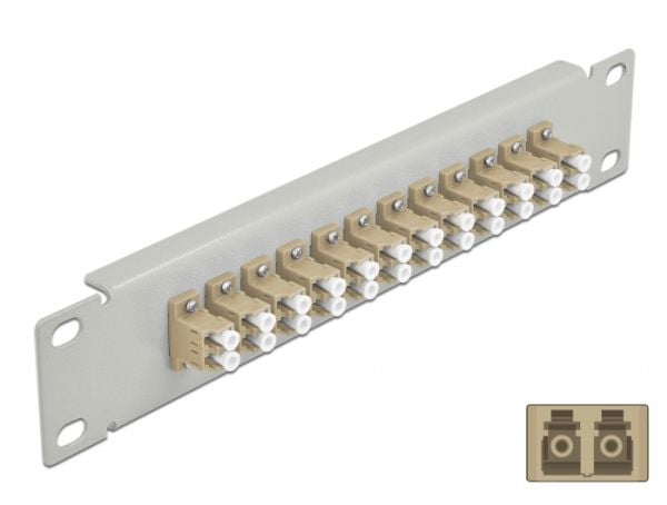 Delock - Koblingspanel - skapmonterbar - LC Duplex MM X 12 - grå, beige - 1U - 10"