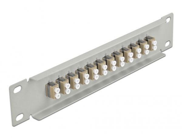Delock - Koblingspanel - skapmonterbar - LC Duplex MM X 12 - grå, beige - 1U - 10"