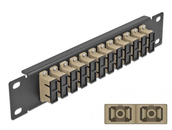 Delock - Koblingspanel - skapmonterbar - SC Duplex MM X 12 - svart, beige - 1U - 10"