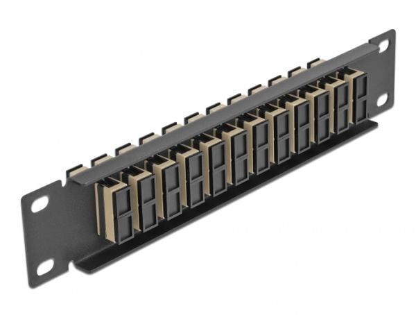 Delock - Koblingspanel - skapmonterbar - SC Duplex MM X 12 - svart, beige - 1U - 10"