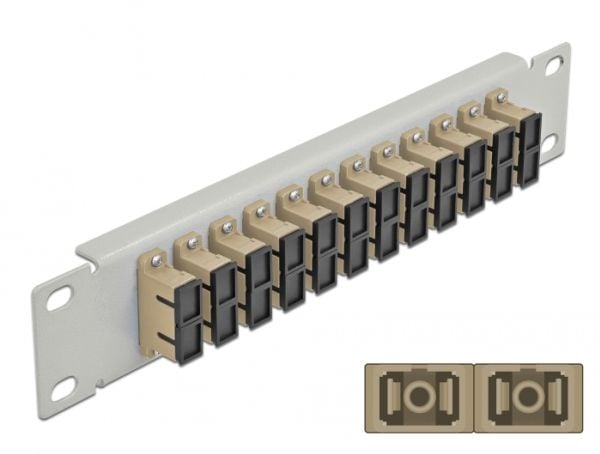Delock - Koblingspanel - rackmonterbar - SC Duplex MM X 12 - grå, beige - 1U - 10"
