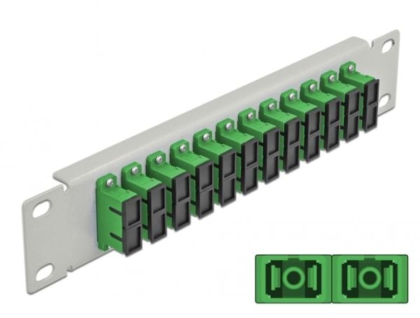 Delock - Koblingspanel - rackmonterbar - SC Duplex SM X 12 - grå, grønn - 1U - 10"