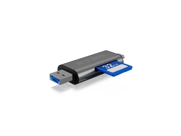 ICY BOX IB-CR200-C, MicroSD (TransFlash), SD, Sort, 480 Mbit/s, Aluminium, Plast, 128 GB, USB 2.0