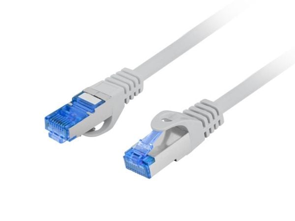 Lanberg - Koblingskabel - RJ-45 (hann) til RJ-45 (hann) - S/FTP - CAT 6a - halogenfri, formstøpt, uten hindringer, flertrådet - grå, RAL 7035