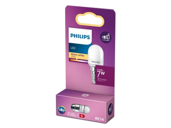 Philips - LED-lyspære - form: T25 - mattslipt finish - E14 - 0.9 W (ekvivalent 7 W) - klasse G - varmt hvitt lys - 2700 K