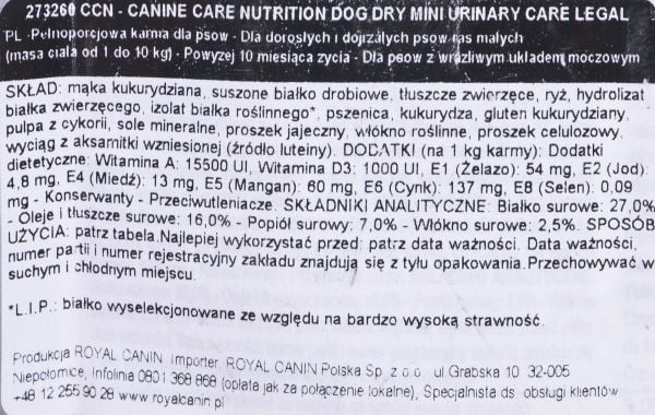 Royal Canin Mini Urinary Care, Voksen, Mais, Fjærfe, 3 kg