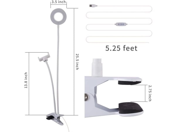 Digipower DP-VLR3, LED, 1,37 m, Hvit, CE, USB, 7,62 cm