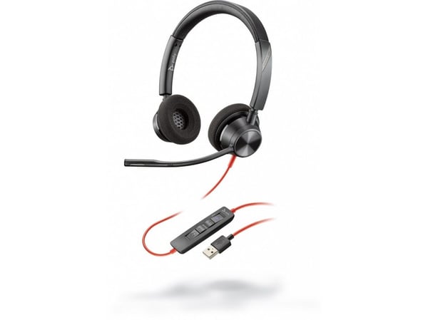 HP Poly Blackwire 3320 USB-A Stereo Headset, Wired, Office/Call center, 130 g, Headset, Black