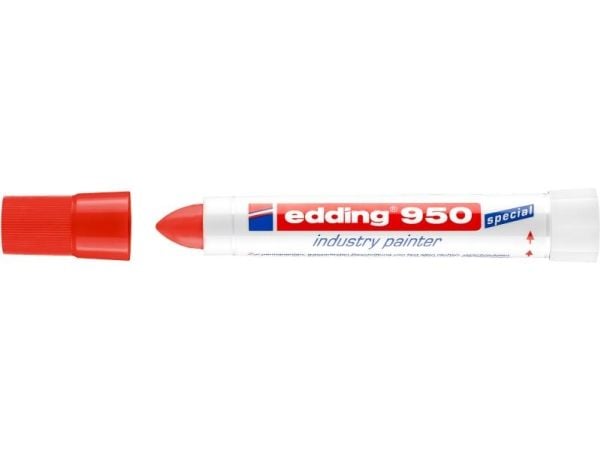 edding 950 industry - Markørstift - permanent - for metall, papir med ru overflate - rød - 10 mm