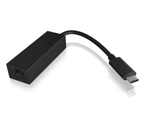 ICY BOX IB-LAN100-C3 - Nettverksadapter - USB-C 3.0 - Gigabit Ethernet x 1 - svart