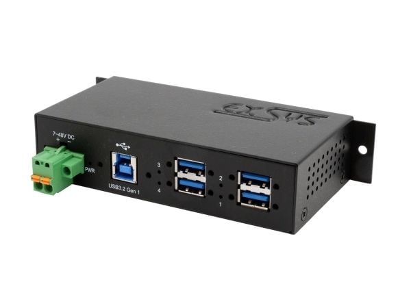 Exsys EX-1185HMVS-2 - Hub - 4 x USB 3.2 Gen 1 - DIN-skinnemonterbar - DC-strøm