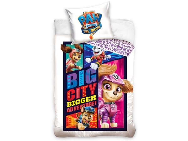 Paw Patrol The Movie ''Big City'' Sengetøj 140 x 200 cm, 100 procent bomuld