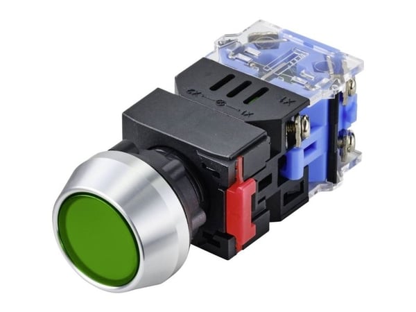 Conrad LAS0-L-11Z/G/12V Trykknapp 250 V 5 A 1 x Av/An IP40 låsbar 1 stk, 250 V, 5 A