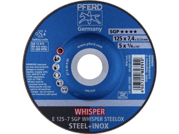 PFERD 62212848, 12,5 cm, 2,22 cm, 7,4 mm, 12200 RPM, 10 stykker