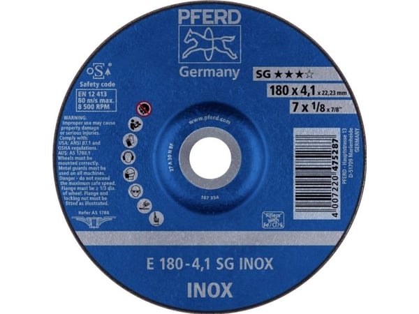 PFERD E 180-4,1 SG INOX, Metall, 8500 o/min, 18 cm, 4,1 mm, 10 stk.