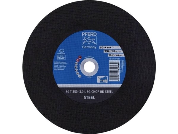 PFERD 80 T 350-3,0 L SG CHOP HD STEEL/25,4, Teräs, PFERD, 2,54 cm, 35 cm, 4400 rpm, 10 kpl