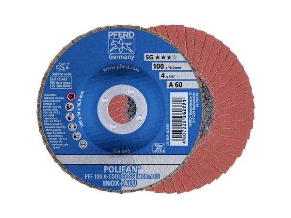 PFERD 67656100, Klaffskive, Aluminium, Rustfritt stål, Ikke-jernholdig metall, 10 cm, Alle merker, Nedtrykket senter, 1,6 cm