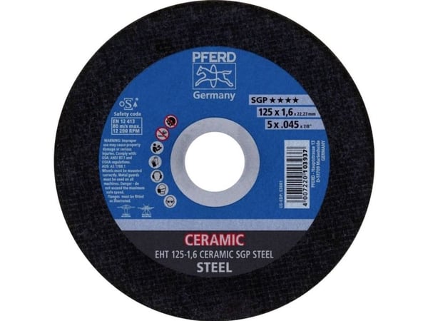 PFERD 61312516, Kutteskive, Stål, 12,5 cm, Alle merker, Flatt senter, 2,22 cm