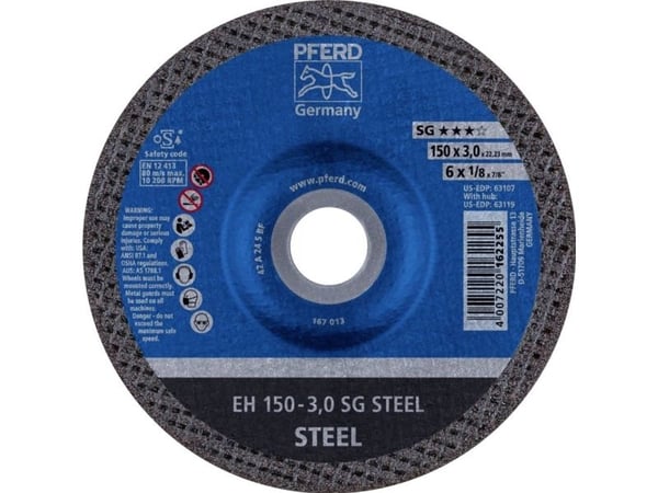 PFERD 61323122, Kutteskive, Stål, 15 cm, Alle merker, Flatt senter, 2,22 cm