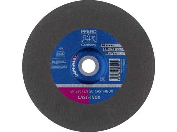 PFERD 61324832, Kappeskive, Støpejern, Rustfritt stål, 23 cm, Alle merker, Flatt senter, 2,22 cm