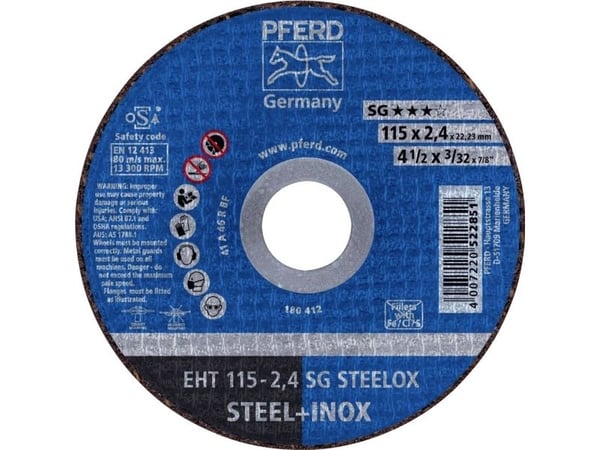 PFERD EHT 115-2,4 SG STEELOX, Stål, Rustfritt stål, PFERD, 11,5 cm, 13300 o/min, 25 stk