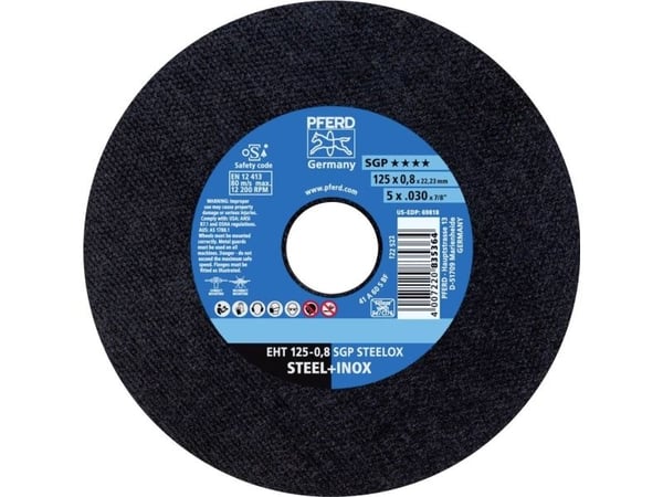 PFERD EHT 125-0,8 SGP STEELOX, Stål, Rustfritt stål, PFERD, 2,22 cm, 12,5 cm, 12200 rpm, 25 stk
