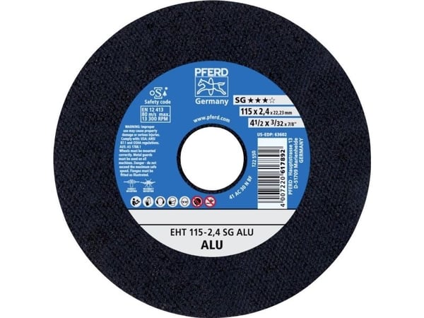 PFERD 61340550, Kutteskive, Aluminium, Ikke-jernholdig metall, 11,5 cm, Alle merker, Flatt senter, 2,22 cm