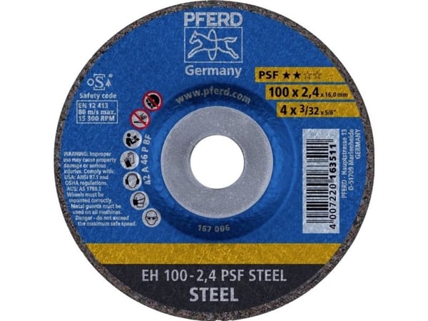 PFERD 61739116, Kutteskive, Stål, 10 cm, Alle merker, Flatt senter, 1,6 cm
