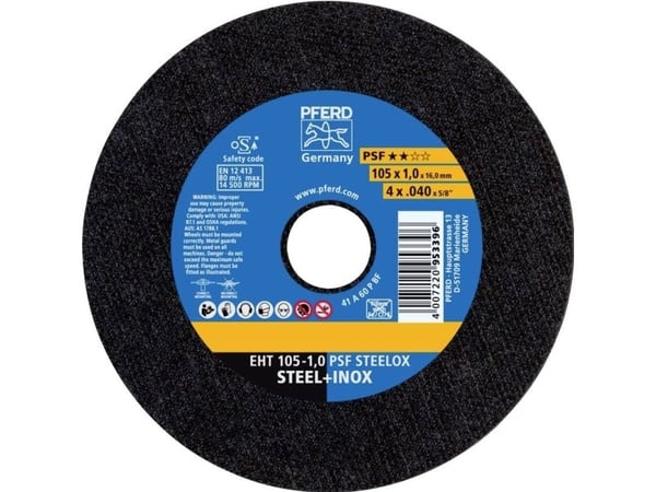 PFERD 61741105, Kappeskive, Flat senter, Rustfritt stål, Stål, Alle merker, 1,6 cm, 10,5 cm