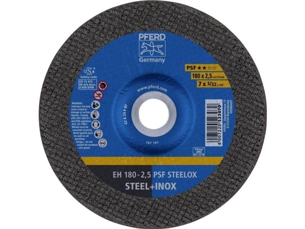 PFERD EH 180-2,5 PSF STEELOX, Stål, Rustfritt stål, PFERD, 18 cm, 8500 o/min, 25 stk