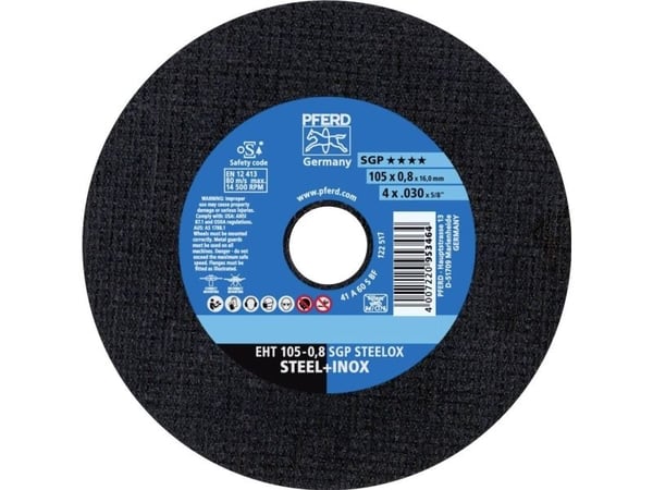 PFERD 61330008, Kappeskive, Flat senter, Rustfritt stål, Stål, Alle merker, 1,6 cm, 10,5 cm