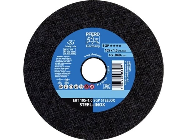 PFERD 61330012, Kappeskive, Flat senter, Rustfritt stål, Stål, Alle merker, 1,6 cm, 10,5 cm