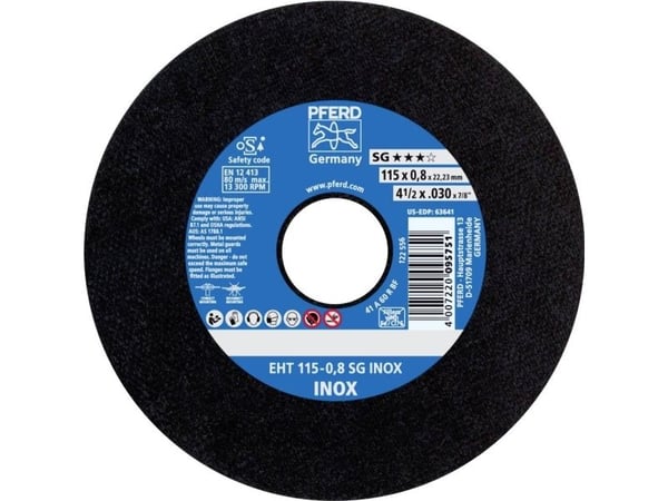 PFERD 61340396, Kappeskive, Flat senter, Rustfritt stål, Alle merker, 2,22 cm, 11,5 cm