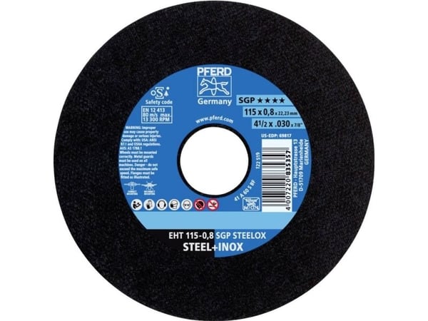 PFERD EHT 115-0,8 SGP STEELOX, Stål, Rustfritt stål, PFERD, 2,22 cm, 11,5 cm, 13300 rpm, 25 stk