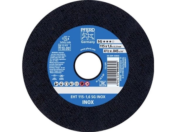 PFERD 61340424, Kappeskive, Flat senter, Rustfritt stål, Alle merker, 2,22 cm, 11,5 cm