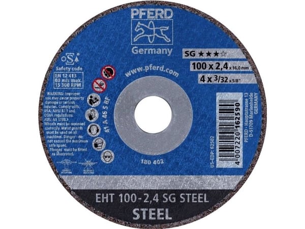PFERD 61340116, Kutteskive, Stål, 10 cm, Alle merker, Flatt senter, 1,6 cm