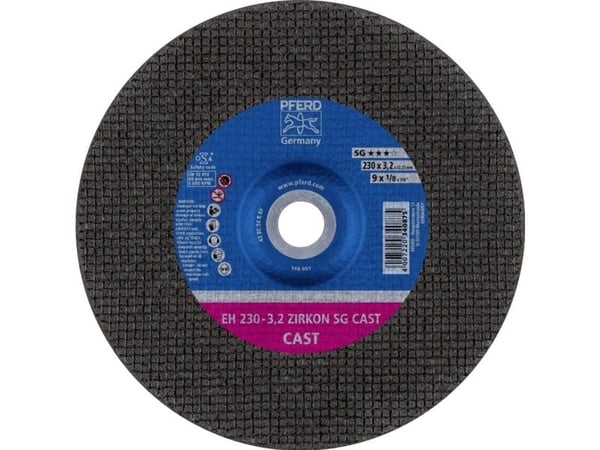 PFERD 69120642, Kutteskive, Flatt senter, Støpejern, Alle merker, 2,22 cm, 23 cm